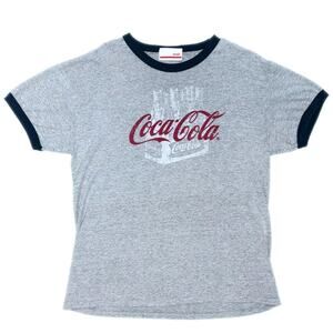 Vintage y2k 90’s Coca-Cola Gray Blue Red Ringer Tee [Size M?]